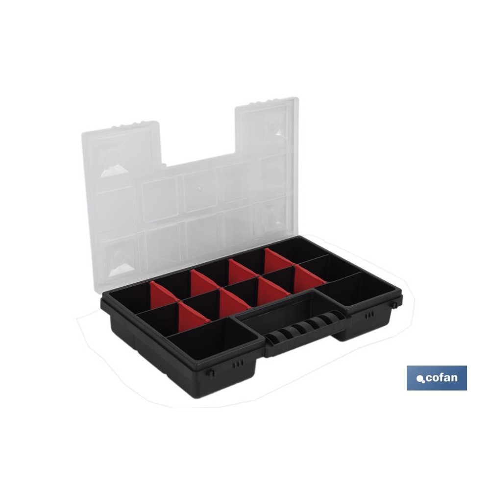 ESTUCHE ORGANIZADOR 12 COMPARTIMENTOS 287 X 186 X 50 MM