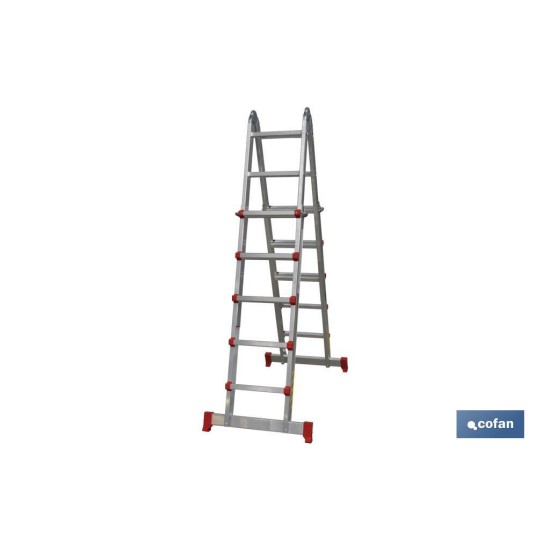 ESCALERA ALUMINIO MULTIPOSICIÓN 4 x 4 PELDAÑOS Y 3,83 M