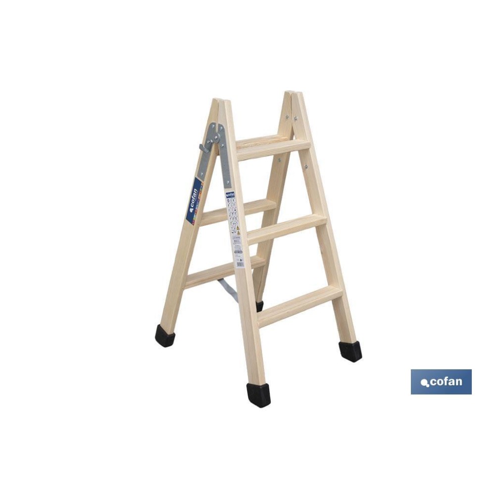 ESCALERA MADERA DOBLE 3 PELDAÑOS 0,75 M