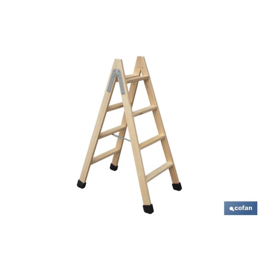 ESCALERA MADERA DOBLE 4 PELDAÑOS 1,00 M