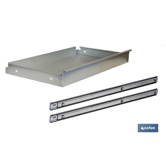 CAJÓN ACERO CON GUÍAS TELECÓPICAS PARA BANCO DE TRABAJO 110 X 1075 X 590 MM