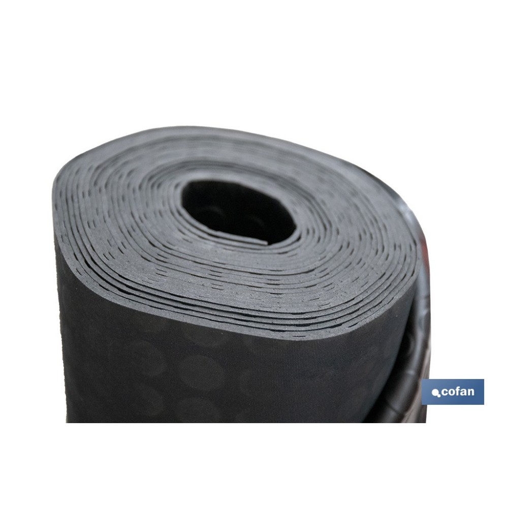 SUELO DE CAUCHO NEGRO CÍRCULOS 3 MM 1,50 X 10 M