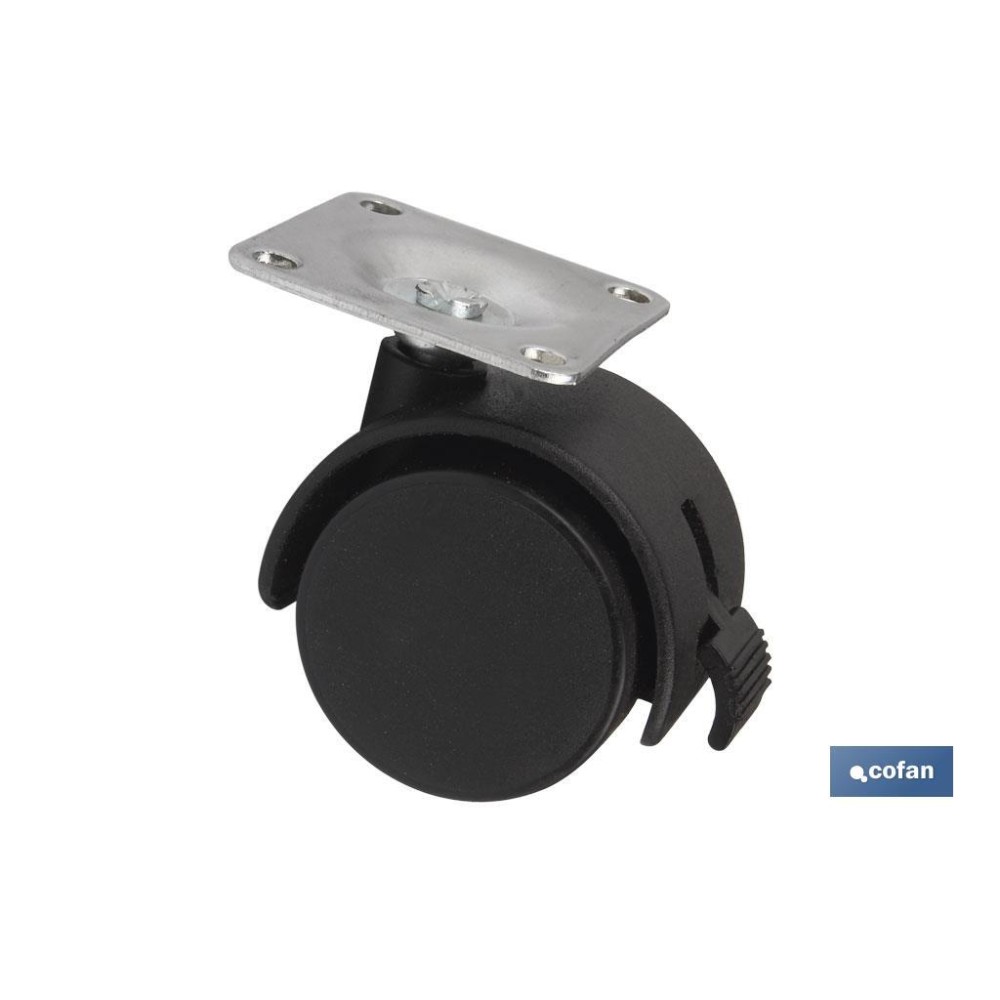 RUEDA PLASTIC Ø40MM PLACA/FRENO Venta unitaria
