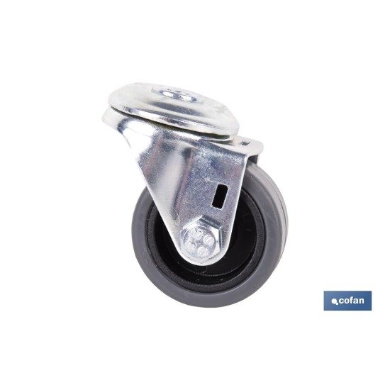 RUEDA GOMA/GRIS PASANTE Ø40X18MM