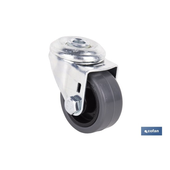 RUEDA GOMA/GRIS PASANTE Ø40X18MM Venta unitaria