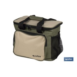 NEVERA TEXTIL PORTÁTIL MULTIBOLSILLOS COLOR VERDE/BEIGE 35 L