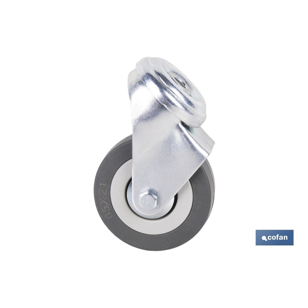 RUEDA GOMA/GRIS PASANTE Ø65X21MM