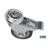 RUEDA DE GOMA GRIS CON AGUJERO PASANTE Y FRENO Ø75 X 22 MM Venta unitaria