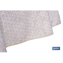 MANTEL REDONDO PETALOS ANTIMANCHAS RESINADO JACQUARD CONFECCIONADO 50% ALGODÓN 50% POLIESTER  1,40 M