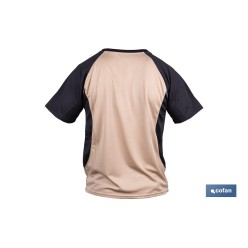 CAMISETA TRANSPIRABLE MODELO PILOTE BEIGE-NEGRA 160 g/m2 TALLA-L