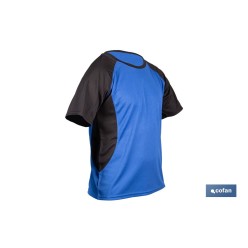 CAMISETA TRANSPIRABLE MODELO PILOTE AZUL-NEGRA 160 g/m2 TALLA-M