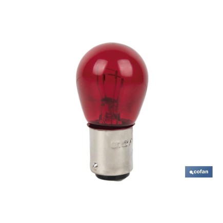 LÁMPARA COFAN 2 POLOS ROJA CENTRADA P21/5W (BAY15D) 12V
