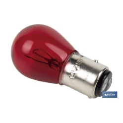 LÁMPARA COFAN 2 POLOS ROJA CENTRADA P21/5W (BAY15D) 12V