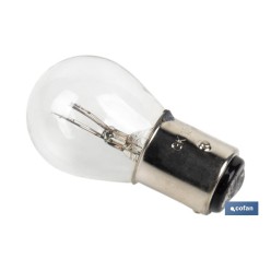 LÁMPARA COFAN 2 POLOS BLANCA DESCENTRADA P21/5W (BAZ15d) 12V