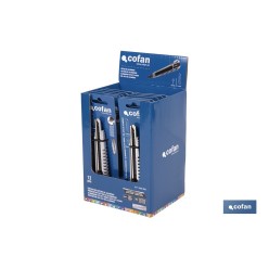 EXPOSITOR DE CÚTER DE ALUMINIO 9 MM 12 UDS.