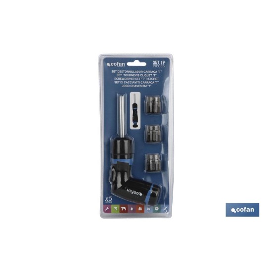 SET DESTORN. CARRACA T 19 PCS CONVERTER 5:1 VELOC.