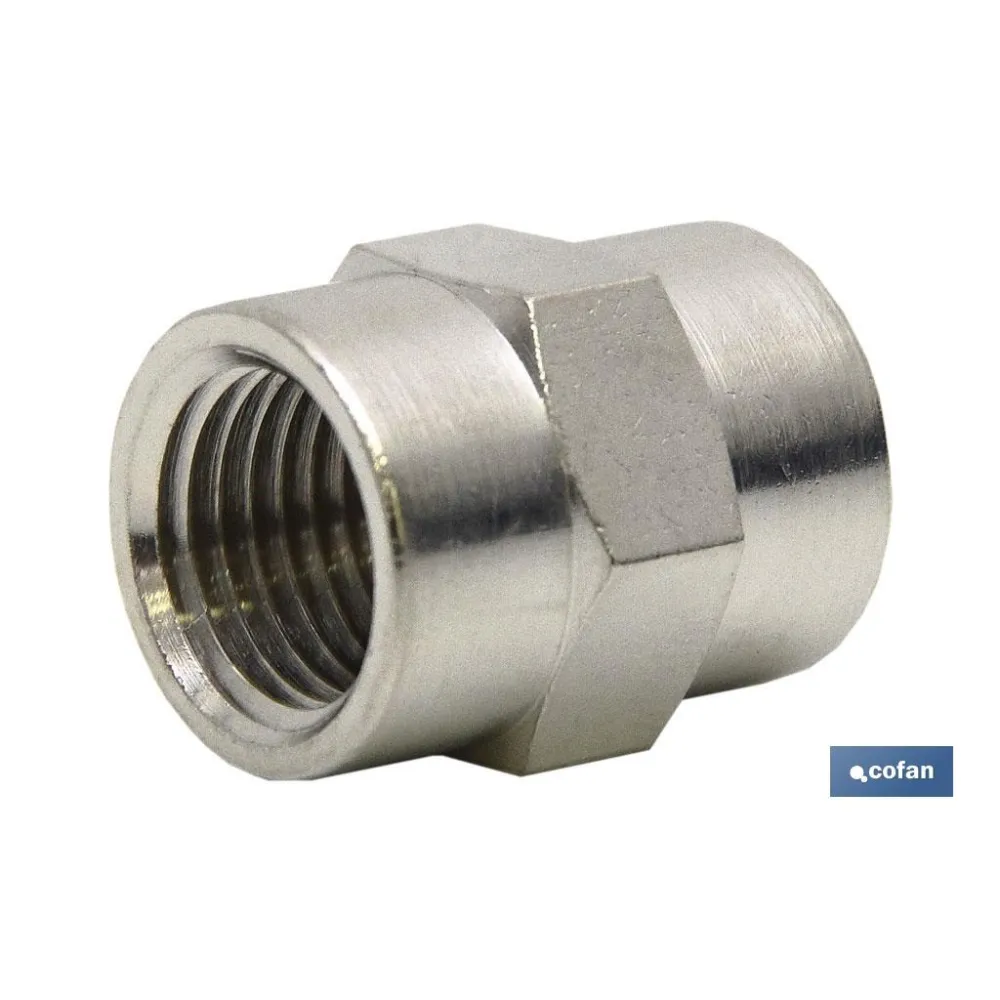 Comprar MANGUITO H-H LATÓN NIQUELADO R-1/8  Cofan | almacendeferreteriacor.es