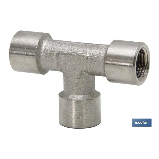 Comprar T HEMBRA LATÓN NIQUELADO R-1/8 (PAC Cofan | almacendeferreteriacor.es