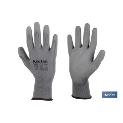 GUANTE 100%  POLIEST. IMPREG. PU GRIS T-7