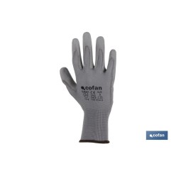 GUANTE 100%  POLIEST. IMPREG. PU GRIS T-7