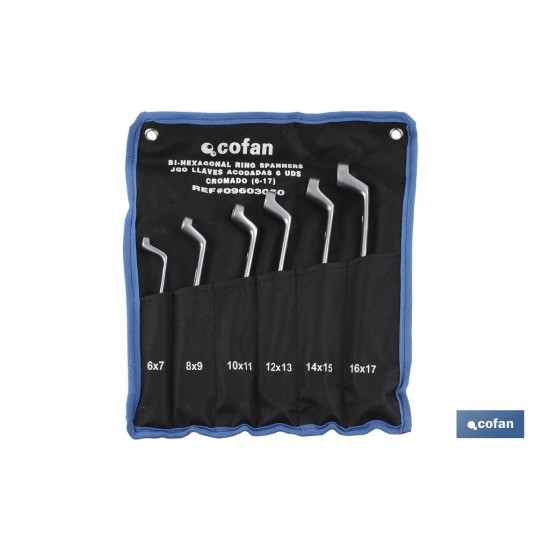 SET 6 PCS LLAVES ACODADAS DE 6-7 A 16-17