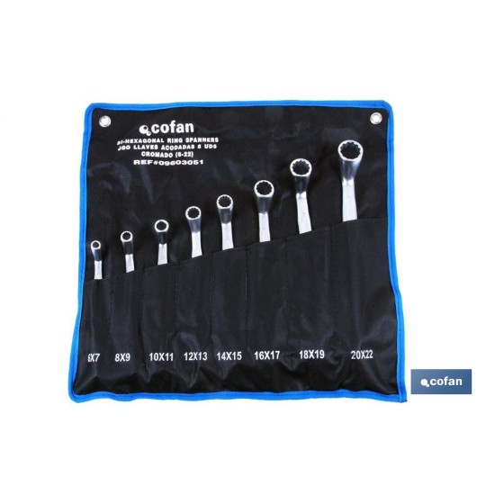 SET 8 PCS LLAVES ACODADAS DE 6-7 A 20-22