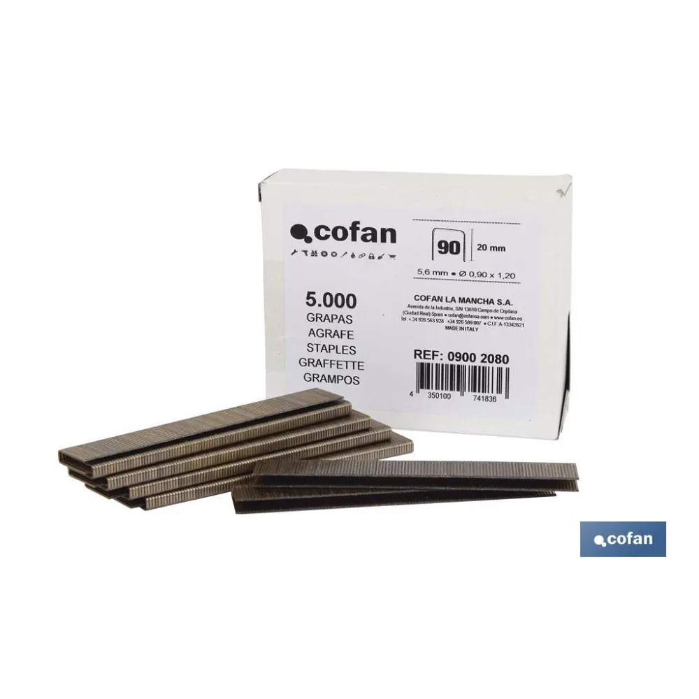 Comprar CAJA DE GRAPAS 90/20mm (5.000 PCS)  Cofan | almacendeferreteriacor.es