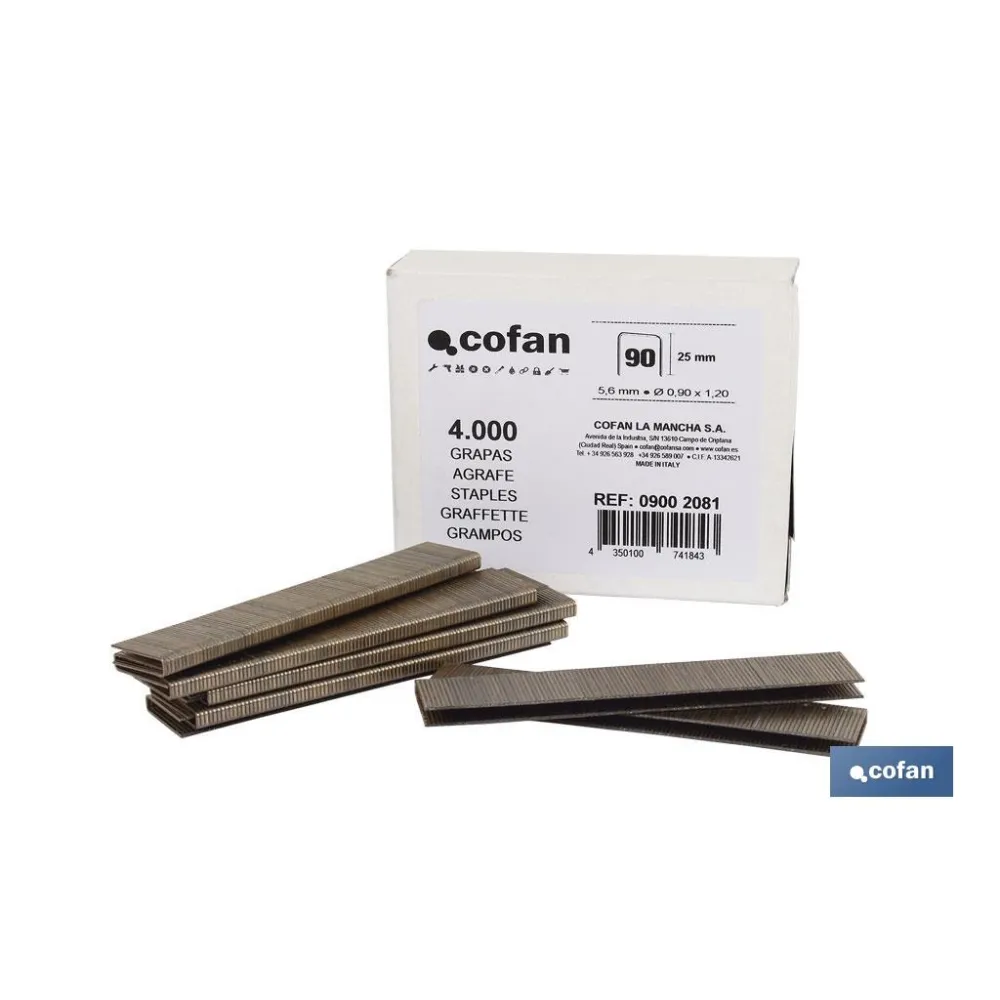 Comprar CAJA DE GRAPAS 90/25mm (5.000 PCS)  Cofan | almacendeferreteriacor.es
