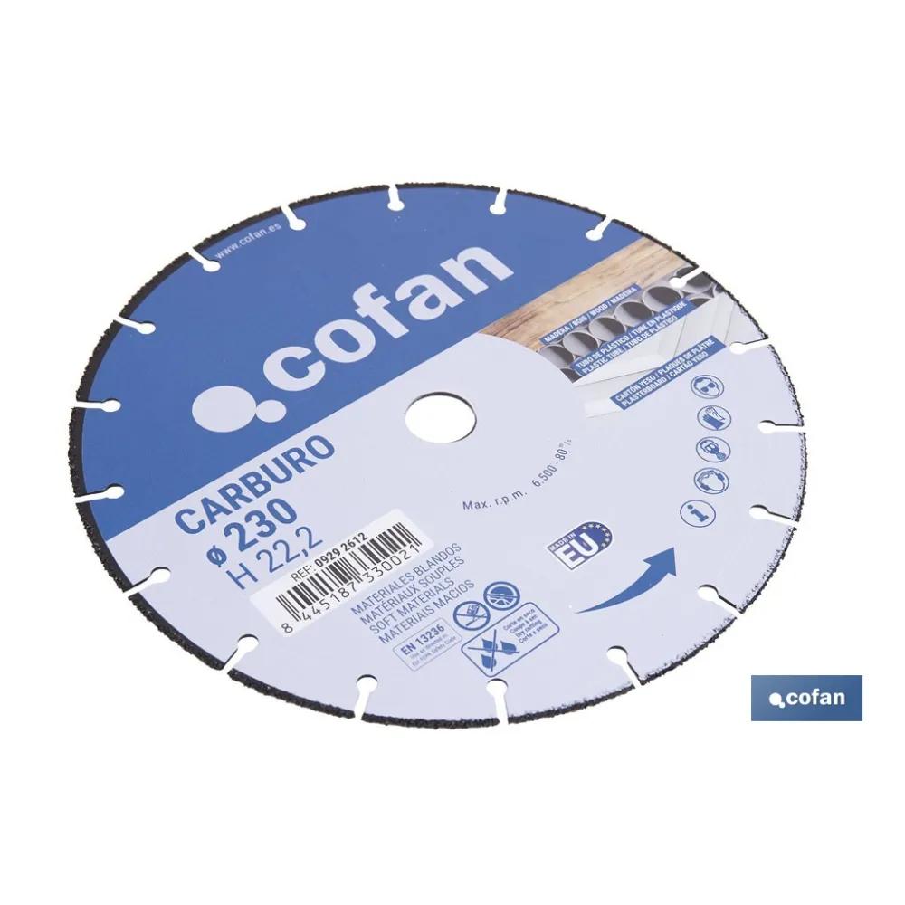 Comprar DISCO ESPECIAL CARBURO MAT. BLANDOS Cofan | almacendeferreteriacor.es