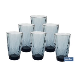 PACK 6 VASOS ALTO VIDRIO 47 CL COLOR AZUL MODELO JADE
