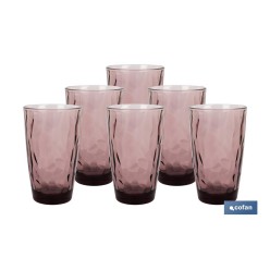 PACK 6 VASOS ALTO VIDRIO 47 CL COLOR PURPURA MODELO JADE