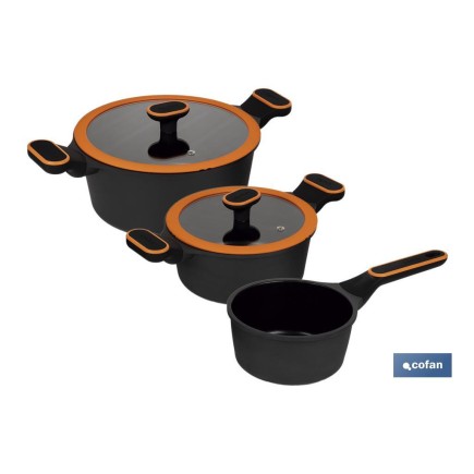 BATERIA COCINA 3 PIEZAS FULL INDUCTION ALUMINIO FUNDIDO OLIVIER