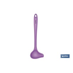 CUCHARA SALSA DE SILICONA MORADA MODELO VERGINI 27 X 8 CM