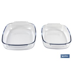 SET DE 2 FUENTES OVALADAS ANCHAS DE VIDRIO BOROSILICATO MODELO BARITINA 2700 ML - 3800 ML