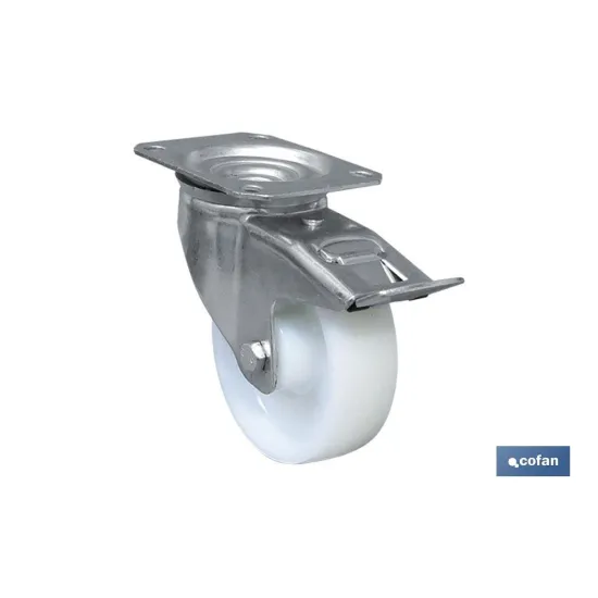 Comprar RUEDA NYLON PLACA/FRENO Ø80X30MM (P Cofan | almacendeferreteriacor.es