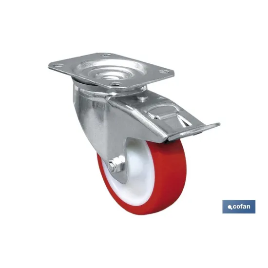 Comprar RUEDA POLIURETANO PLACA/FRENO Ø100X Cofan | almacendeferreteriacor.es
