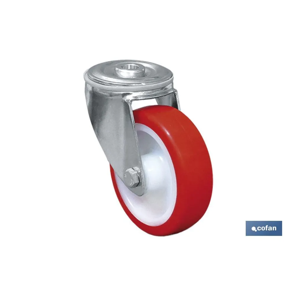 Comprar RUEDA POLIURETANO PASANTE Ø80X30MM  Cofan | almacendeferreteriacor.es