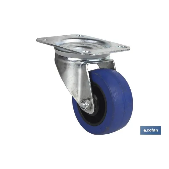 Comprar RUEDA GOMA AZUL PLACA Ø125X38MM (PA Cofan | almacendeferreteriacor.es