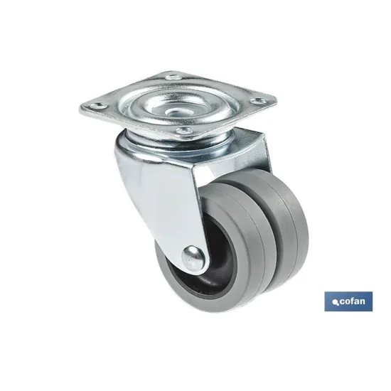 Comprar RUEDA DOBLE POLIPROPILENO PLACA Ø50 Cofan | almacendeferreteriacor.es