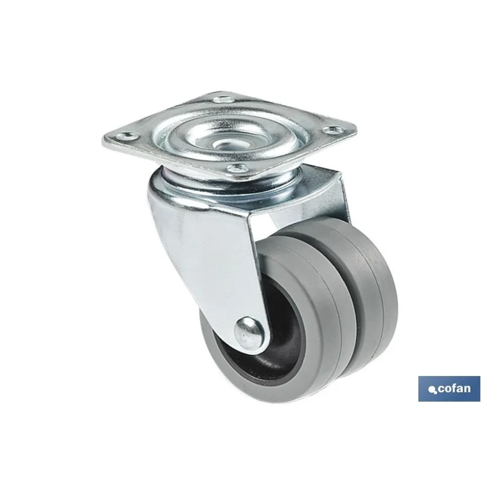 Comprar RUEDA DOBLE POLIPROPILENO PLACA Ø50 Cofan | almacendeferreteriacor.es