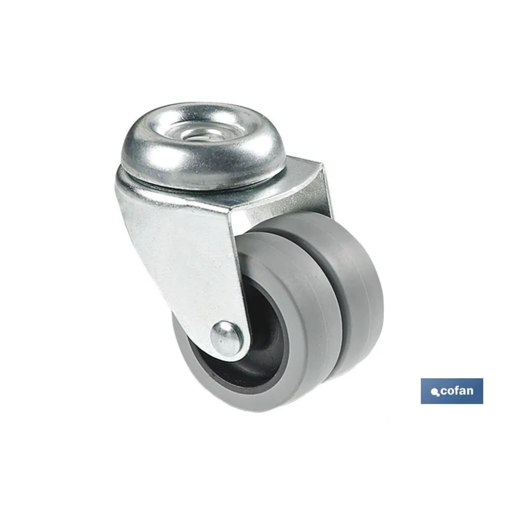 Comprar RUEDA DOBLE POLIPROPILENO PASANTE Ø Cofan | almacendeferreteriacor.es