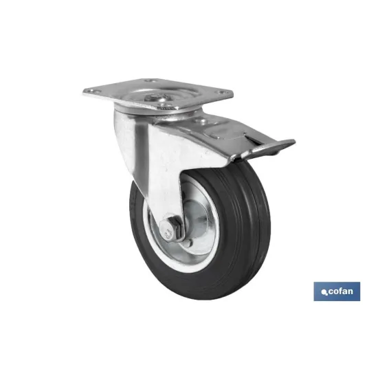 Comprar RUEDA GOMA/METAL PLACA/FRENO Ø125X3 Cofan | almacendeferreteriacor.es