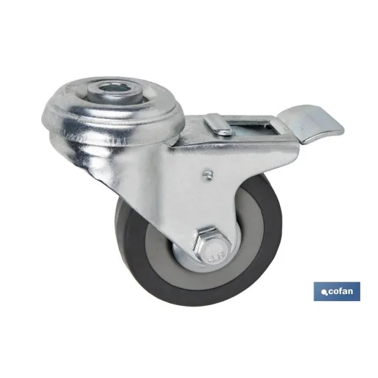 Comprar RUEDA DE GOMA GRIS CON AGUJERO PASA Cofan | almacendeferreteriacor.es