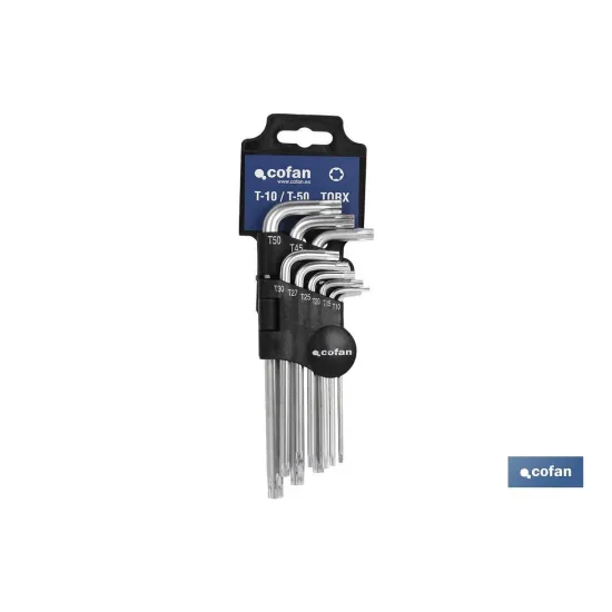 Comprar JGO 9 LLAVES ACODADAS TORX (T-10 -  Cofan | almacendeferreteriacor.es
