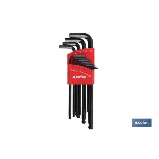 Comprar SET 13 LLAVES ALLEN DE BOLA (PULGAD Cofan | almacendeferreteriacor.es