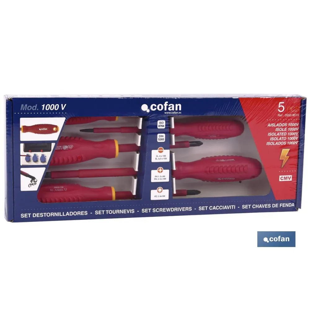 Comprar SET 5 DESTORNILLADORES 1000V (PACK: Cofan | almacendeferreteriacor.es