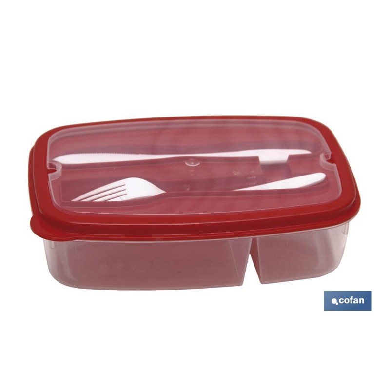 FIAMBRERA VERDE RECTANGULAR CON CUBIERTOS 1,5 L