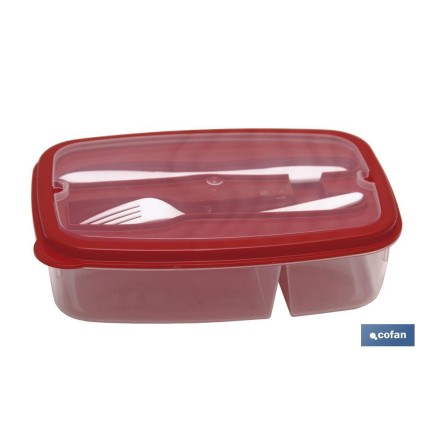FIAMBRERA VERDE RECTANGULAR CON CUBIERTOS 1,5 L