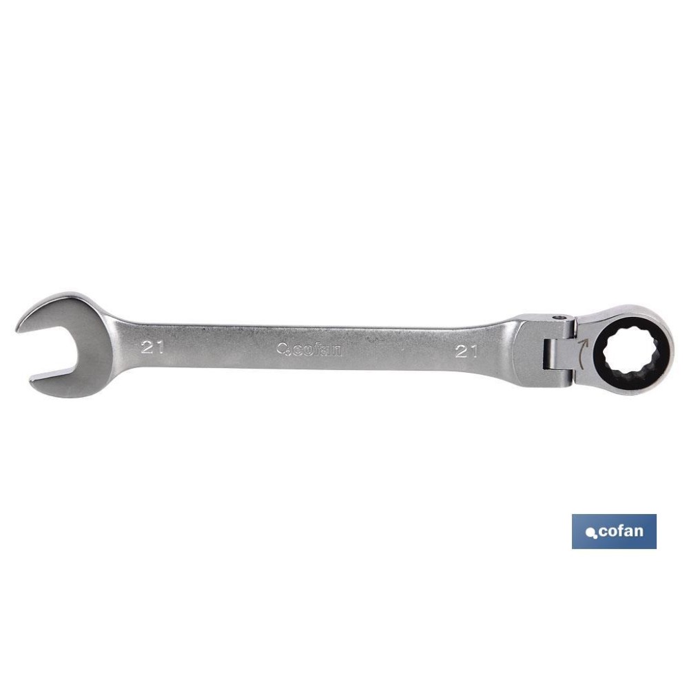 LLAVE COMBINADA ARTICULADA 180º DE CARRACA 9mm