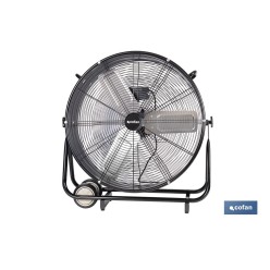 VENTILADOR INDUSTRIAL DE SUELO OSCILANTE NEGRO CON 3 VELOCIDADES Ø60 CM 250 W